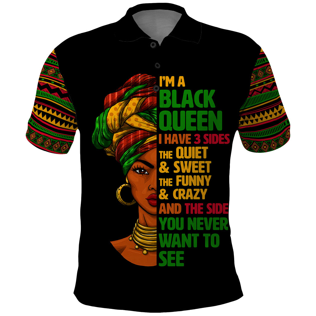 Three Sides Of Me Polo Shirt African Women Black Queen - Wonder Print Shop