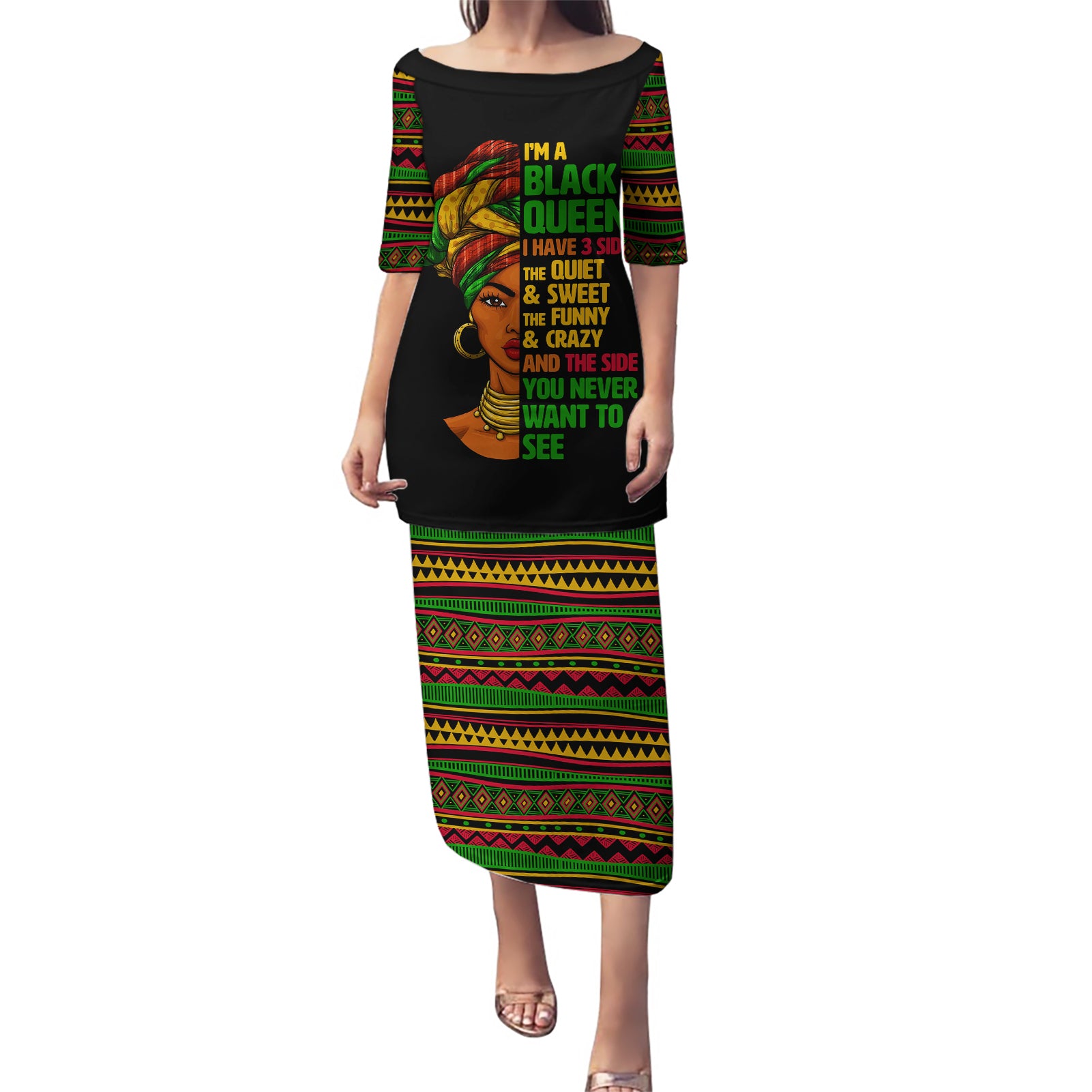 Three Sides Of Me Puletasi African Women Black Queen - Wonder Print Shop