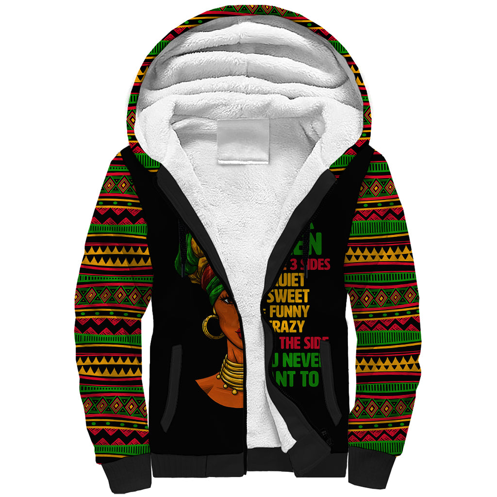 Three Sides Of Me Sherpa Hoodie African Women Black Queen - Wonder Print Shop