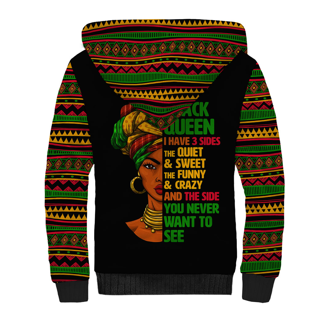 Three Sides Of Me Sherpa Hoodie African Women Black Queen - Wonder Print Shop