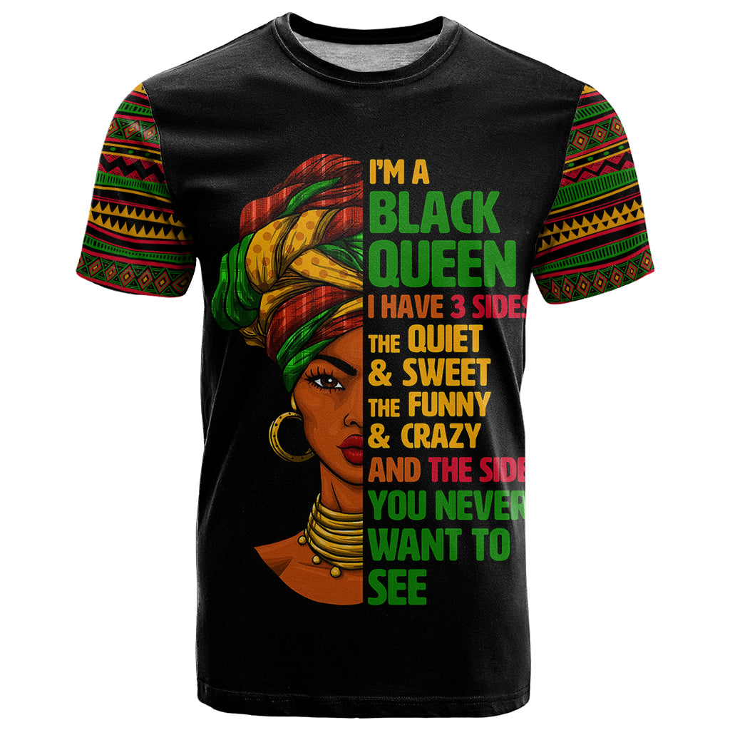 Three Sides Of Me T Shirt African Women Black Queen - Wonder Print Shop