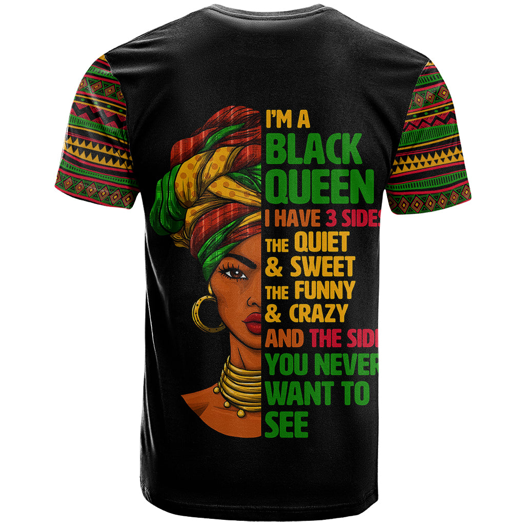 Three Sides Of Me T Shirt African Women Black Queen - Wonder Print Shop