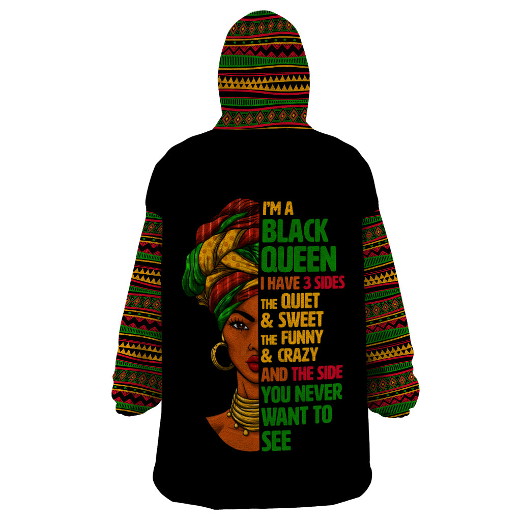 Three Sides Of Me Wearable Blanket Hoodie African Women Black Queen - Wonder Print Shop