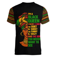 Three Sides Of Me Women V Neck T Shirt African Women Black Queen - Wonder Print Shop