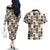 Adinkra Symbols Fashion Couples Matching Off The Shoulder Long Sleeve Dress and Hawaiian Shirt - Wonder Print Shop