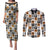 Adinkra Symbols Fashion Couples Matching Puletasi Dress and Long Sleeve Button Shirts - Wonder Print Shop