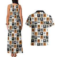 Adinkra Symbols Fashion Couples Matching Tank Maxi Dress and Hawaiian Shirt - Wonder Print Shop