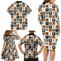 Adinkra Symbols Fashion Family Matching Long Sleeve Bodycon Dress and Hawaiian Shirt - Wonder Print Shop