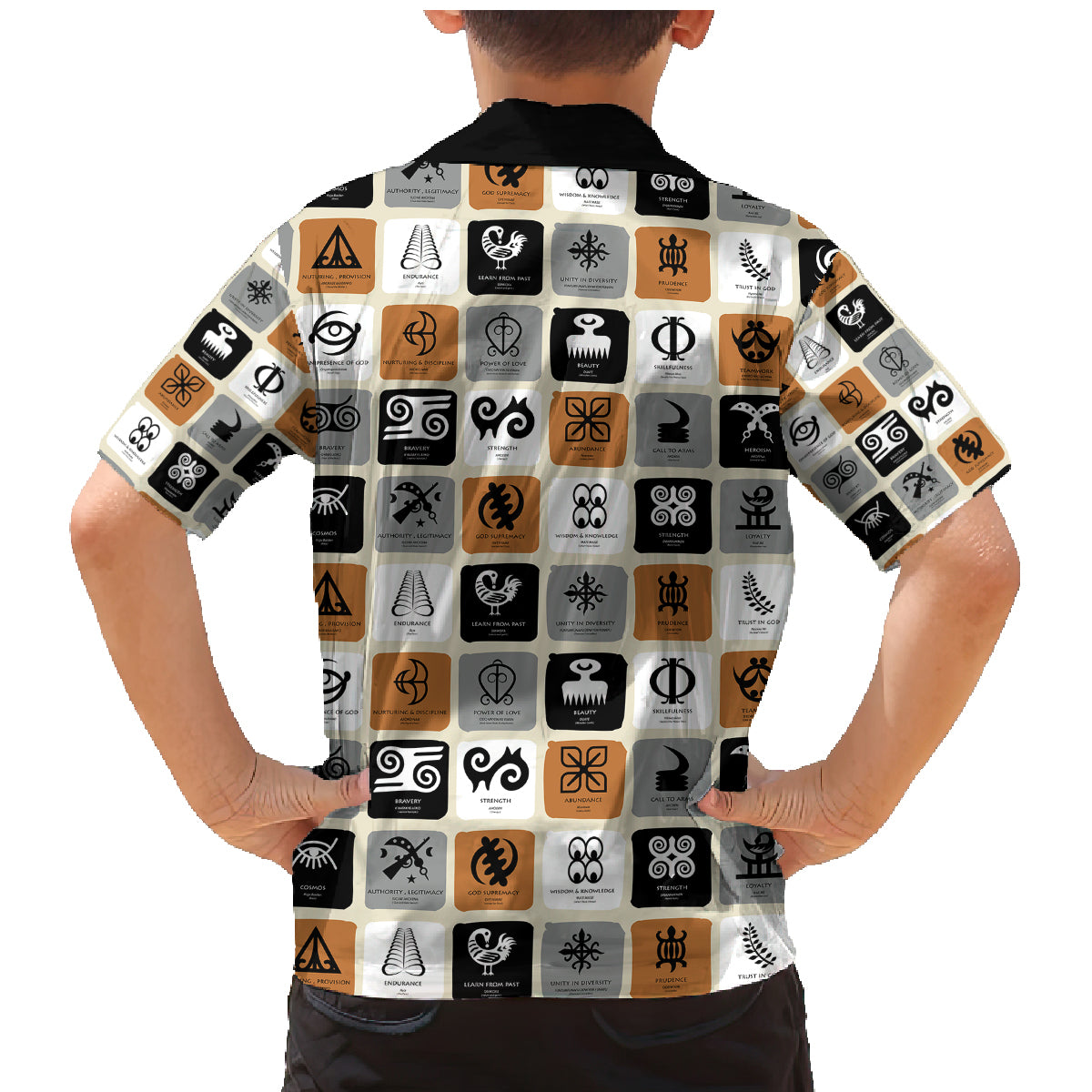 Adinkra Symbols Fashion Family Matching Mermaid Dress and Hawaiian Shirt - Wonder Print Shop