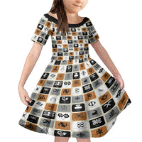 Adinkra Symbols Fashion Family Matching Mermaid Dress and Hawaiian Shirt - Wonder Print Shop