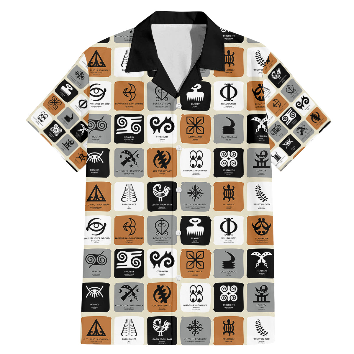 Adinkra Symbols Fashion Family Matching Mermaid Dress and Hawaiian Shirt - Wonder Print Shop