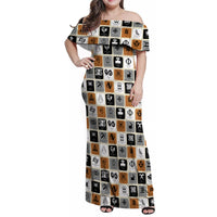 Adinkra Symbols Fashion Family Matching Off Shoulder Maxi Dress and Hawaiian Shirt - Wonder Print Shop