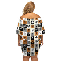 Adinkra Symbols Fashion Family Matching Off Shoulder Short Dress and Hawaiian Shirt - Wonder Print Shop