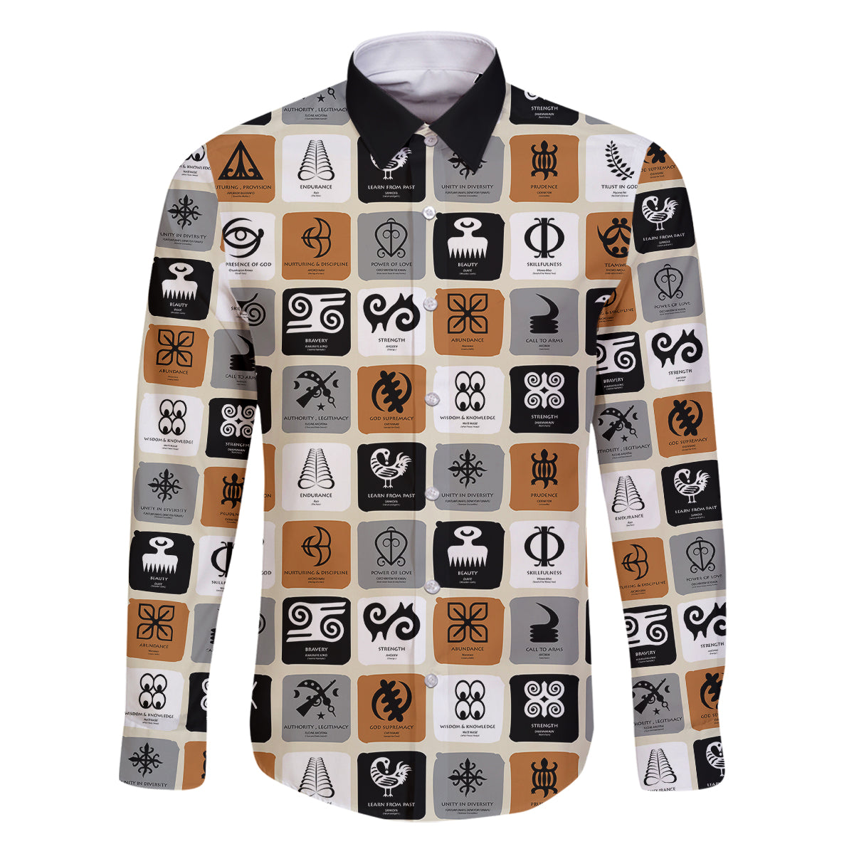 Adinkra Symbols Fashion Family Matching Puletasi Dress and Hawaiian Shirt - Wonder Print Shop