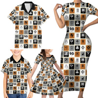Adinkra Symbols Fashion Family Matching Short Sleeve Bodycon Dress and Hawaiian Shirt - Wonder Print Shop