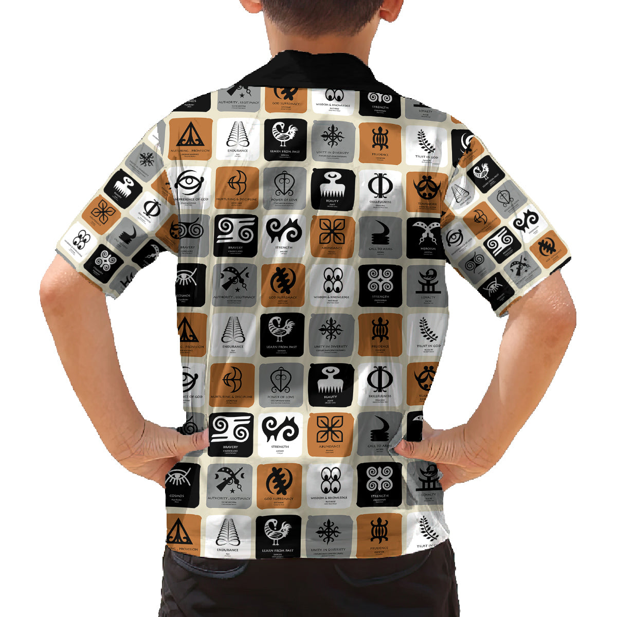 Adinkra Symbols Fashion Family Matching Summer Maxi Dress and Hawaiian Shirt - Wonder Print Shop