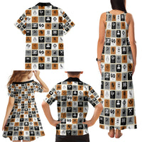 Adinkra Symbols Fashion Family Matching Tank Maxi Dress and Hawaiian Shirt - Wonder Print Shop