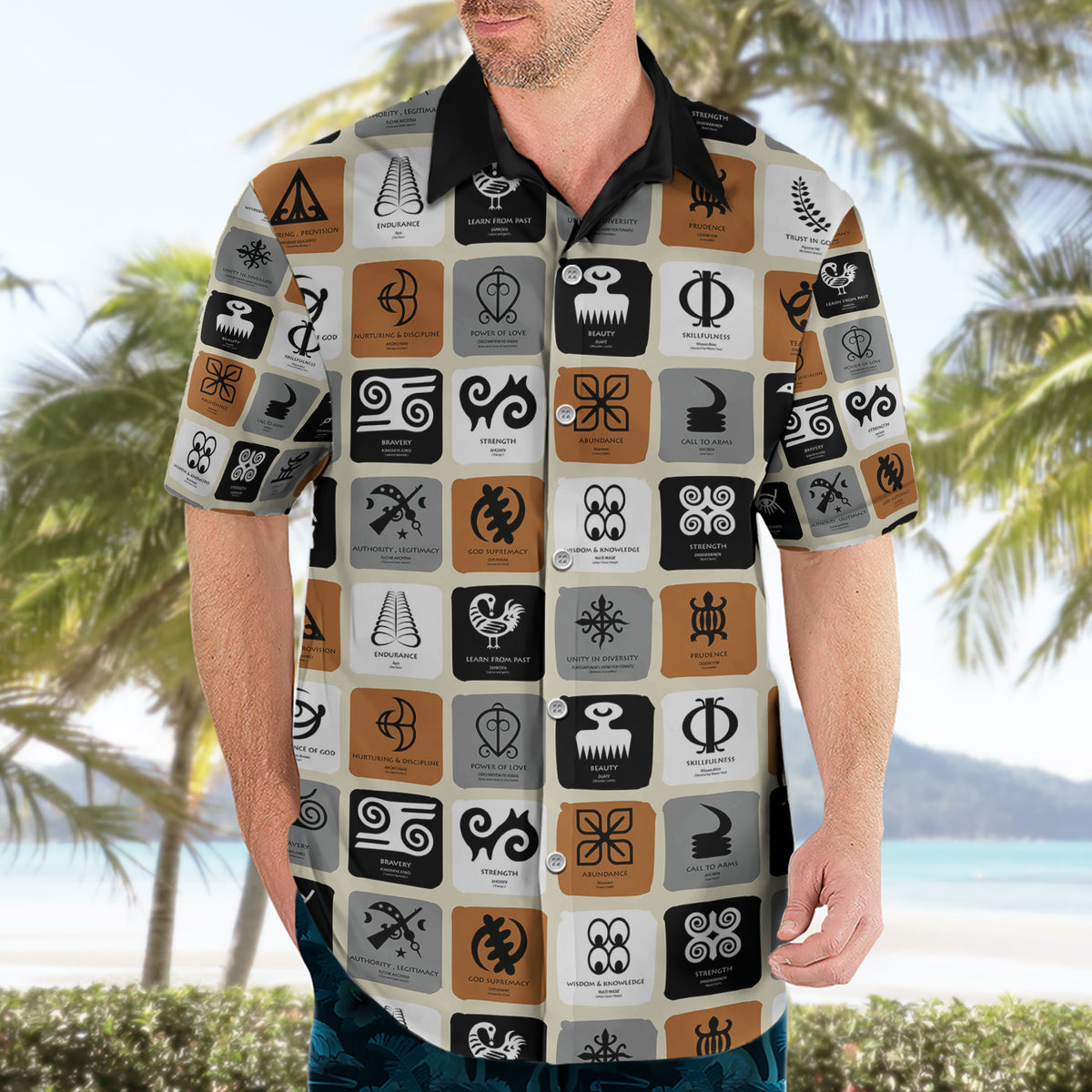 Adinkra Symbols Fashion Hawaiian Shirt - Wonder Print Shop