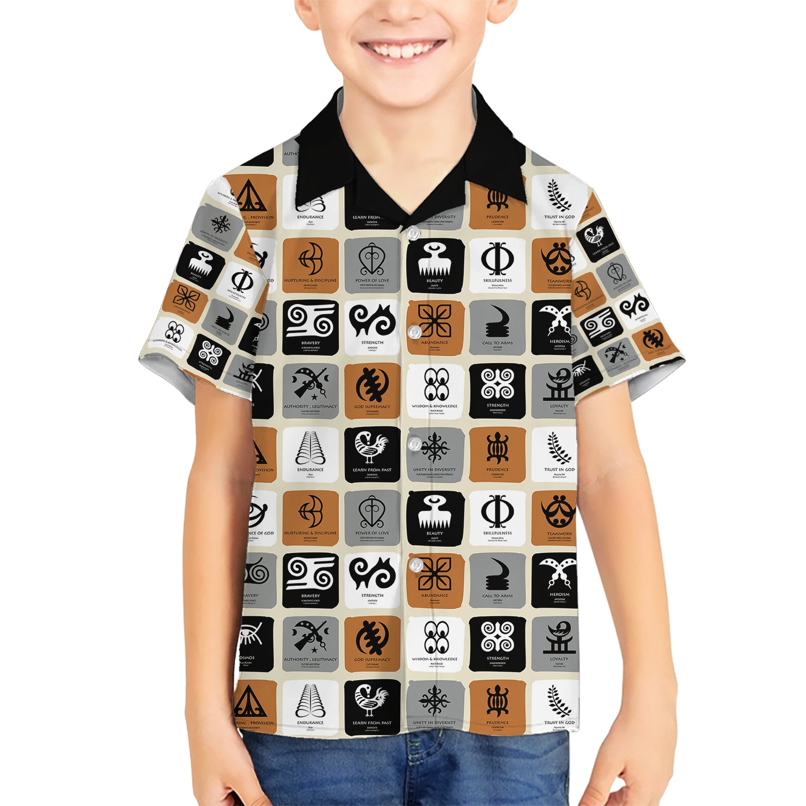 Adinkra Symbols Fashion Kid Hawaiian Shirt - Wonder Print Shop