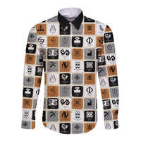 Adinkra Symbols Fashion Long Sleeve Button Shirt - Wonder Print Shop