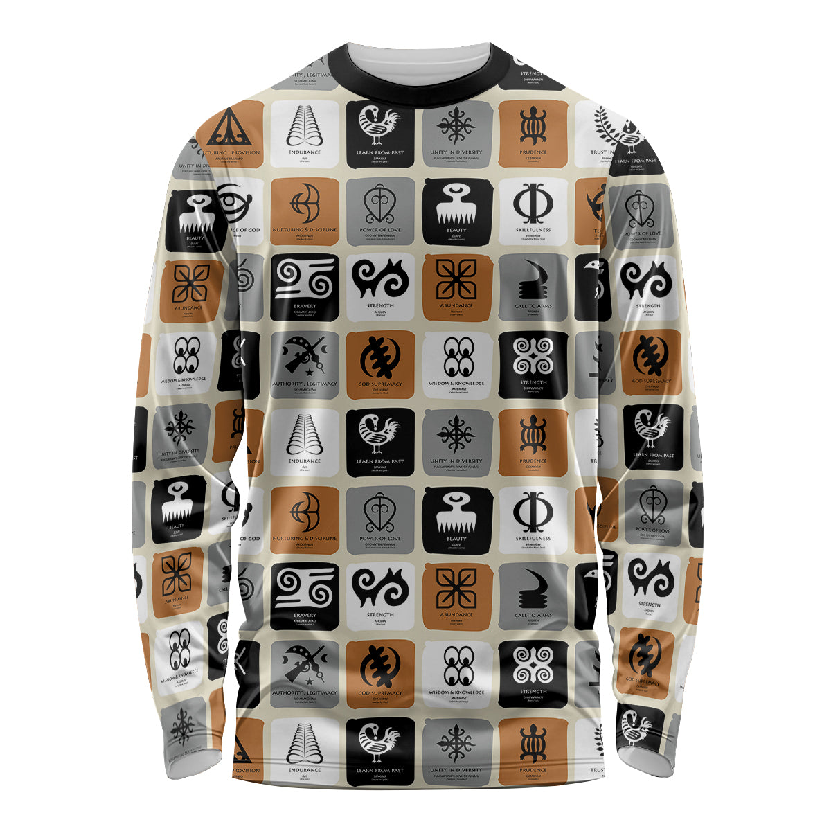 Adinkra Symbols Fashion Long Sleeve Shirt - Wonder Print Shop