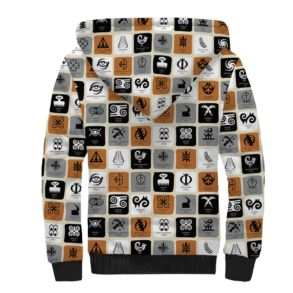 Adinkra Symbols Fashion Sherpa Hoodie - Wonder Print Shop
