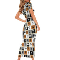 Adinkra Symbols Fashion Short Sleeve Bodycon Dress - Wonder Print Shop