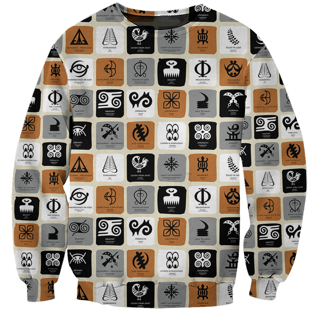 Adinkra Symbols Fashion Sweatshirt - Wonder Print Shop