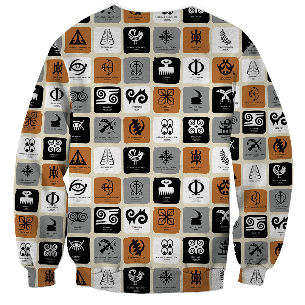 Adinkra Symbols Fashion Sweatshirt - Wonder Print Shop