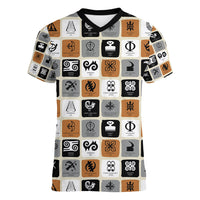 Adinkra Symbols Fashion Women V Neck T Shirt - Wonder Print Shop