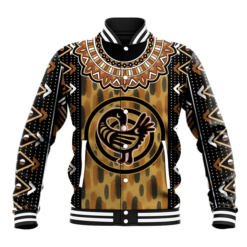 Printed Mud Cloth and Adinkra Symbol Baseball Jacket - Wonder Print Shop