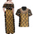 Printed Mud Cloth and Adinkra Symbol Couples Matching Off Shoulder Maxi Dress and Hawaiian Shirt - Wonder Print Shop