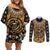 Printed Mud Cloth and Adinkra Symbol Couples Matching Off Shoulder Short Dress and Long Sleeve Button Shirts - Wonder Print Shop
