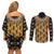 Printed Mud Cloth and Adinkra Symbol Couples Matching Off Shoulder Short Dress and Long Sleeve Button Shirts - Wonder Print Shop