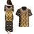 Printed Mud Cloth and Adinkra Symbol Couples Matching Puletasi Dress and Hawaiian Shirt - Wonder Print Shop