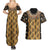 Printed Mud Cloth and Adinkra Symbol Couples Matching Summer Maxi Dress and Hawaiian Shirt - Wonder Print Shop