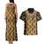 Printed Mud Cloth and Adinkra Symbol Couples Matching Tank Maxi Dress and Hawaiian Shirt - Wonder Print Shop