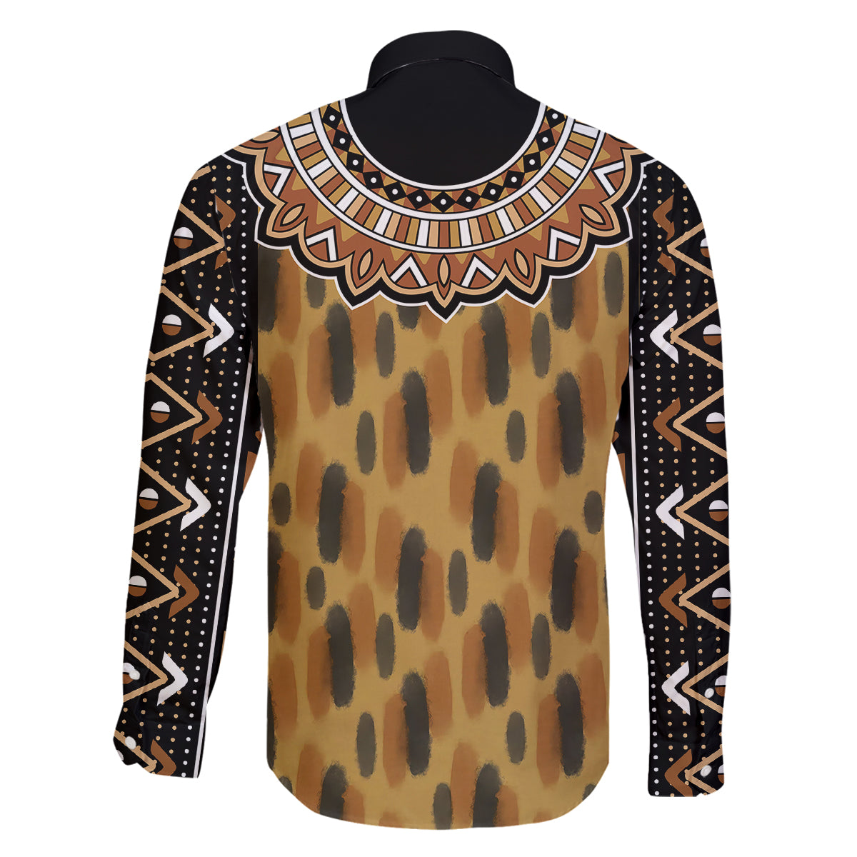 Printed Mud Cloth and Adinkra Symbol Family Matching Long Sleeve Bodycon Dress and Hawaiian Shirt - Wonder Print Shop