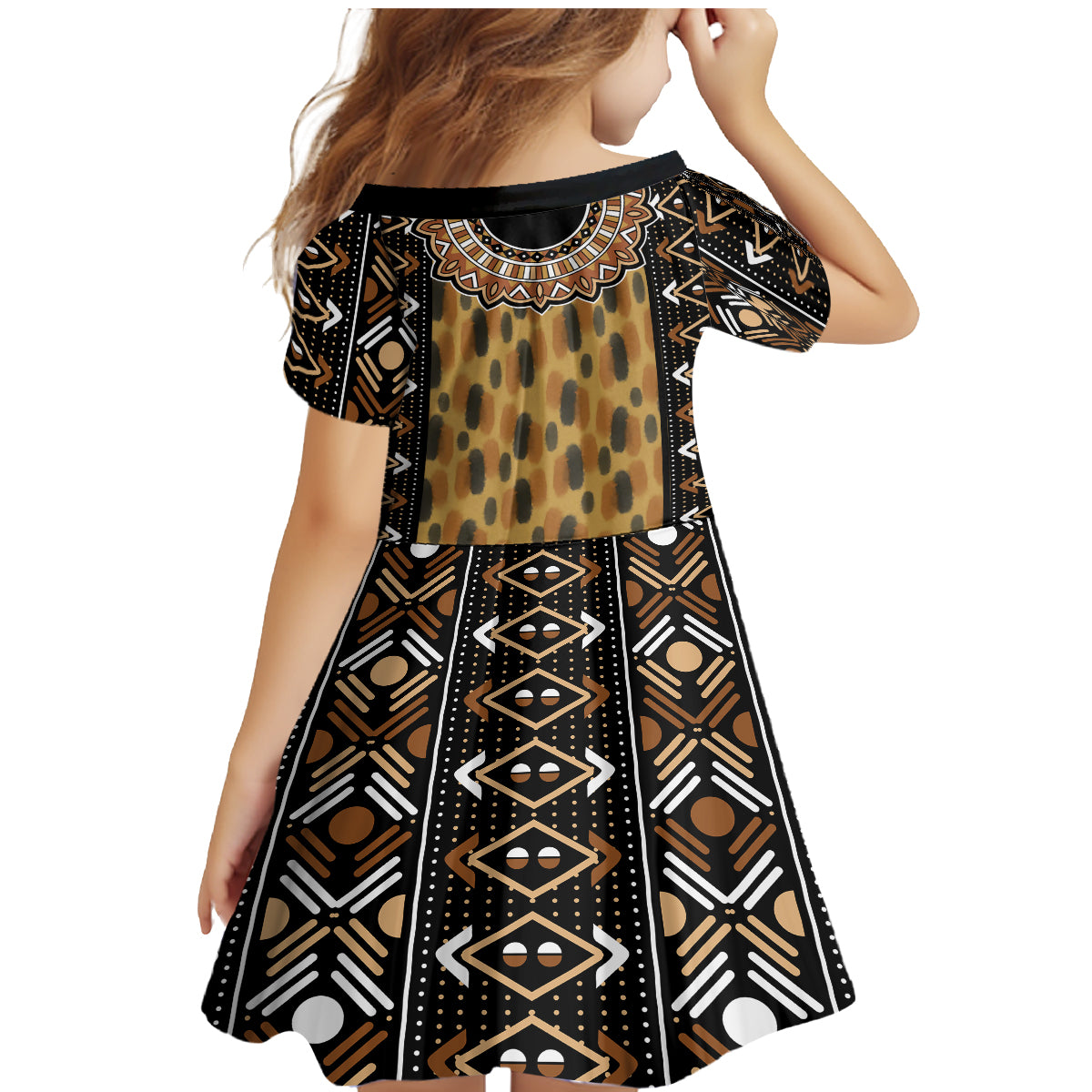 Printed Mud Cloth and Adinkra Symbol Family Matching Mermaid Dress and Hawaiian Shirt - Wonder Print Shop