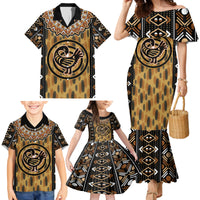 Printed Mud Cloth and Adinkra Symbol Family Matching Mermaid Dress and Hawaiian Shirt - Wonder Print Shop