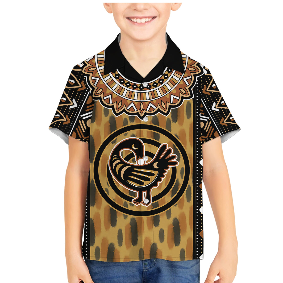 Printed Mud Cloth and Adinkra Symbol Family Matching Mermaid Dress and Hawaiian Shirt - Wonder Print Shop