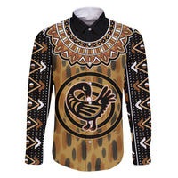 Printed Mud Cloth and Adinkra Symbol Family Matching Off Shoulder Maxi Dress and Hawaiian Shirt - Wonder Print Shop