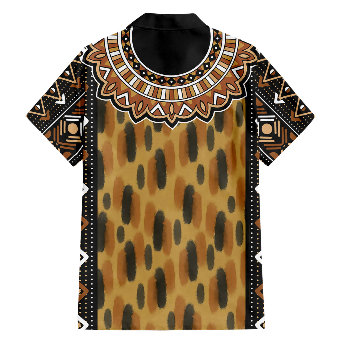 Printed Mud Cloth and Adinkra Symbol Family Matching Short Sleeve Bodycon Dress and Hawaiian Shirt - Wonder Print Shop