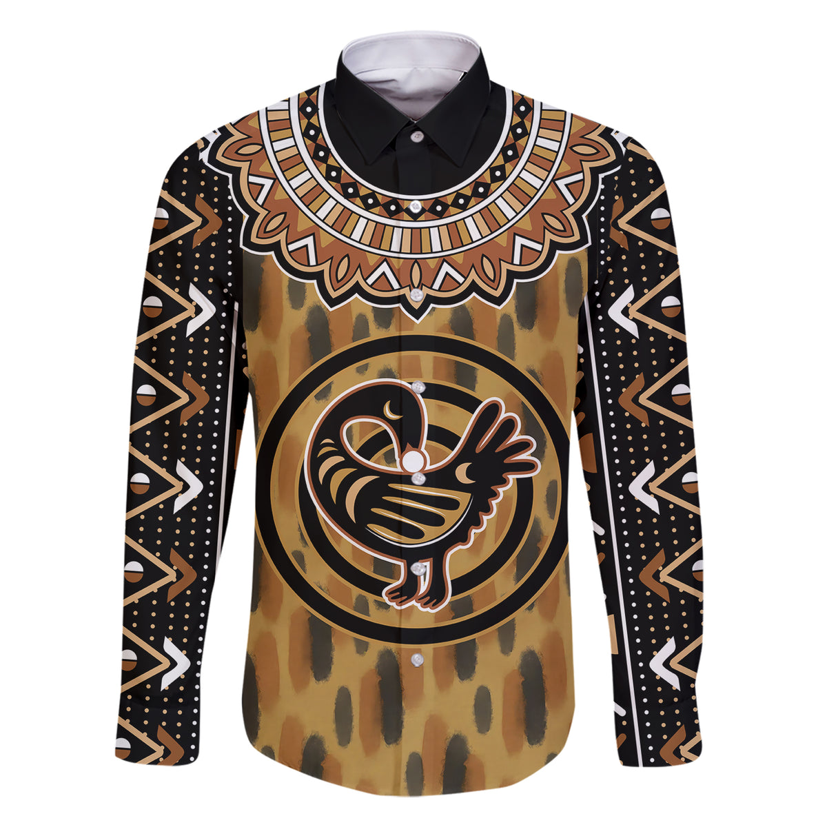 Printed Mud Cloth and Adinkra Symbol Family Matching Short Sleeve Bodycon Dress and Hawaiian Shirt - Wonder Print Shop