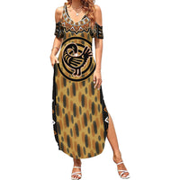 Printed Mud Cloth and Adinkra Symbol Family Matching Summer Maxi Dress and Hawaiian Shirt - Wonder Print Shop