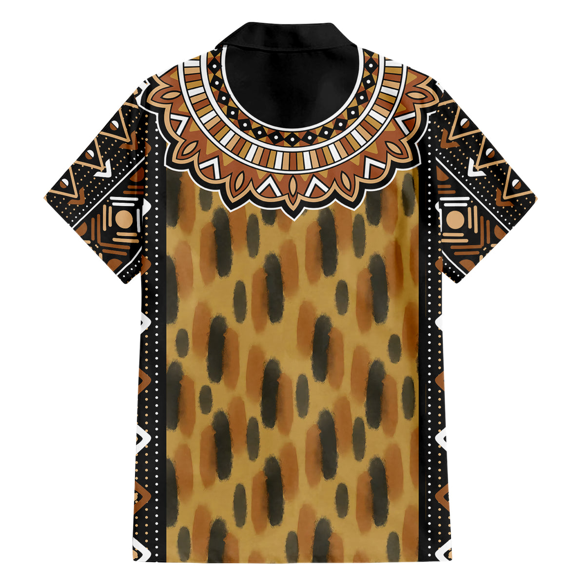 Printed Mud Cloth and Adinkra Symbol Hawaiian Shirt - Wonder Print Shop