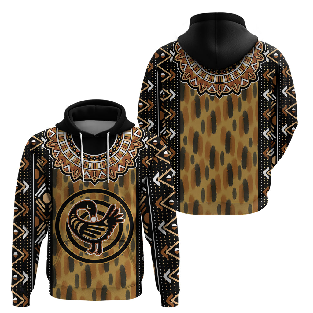 Printed Mud Cloth and Adinkra Symbol Hoodie - Wonder Print Shop