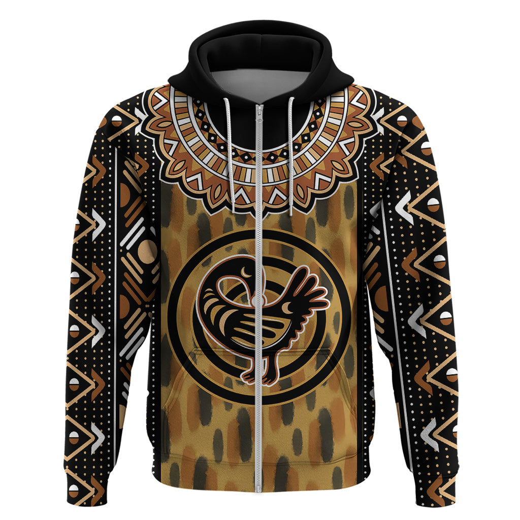 Printed Mud Cloth and Adinkra Symbol Hoodie - Wonder Print Shop
