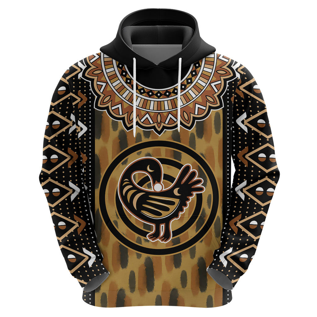 Printed Mud Cloth and Adinkra Symbol Hoodie - Wonder Print Shop