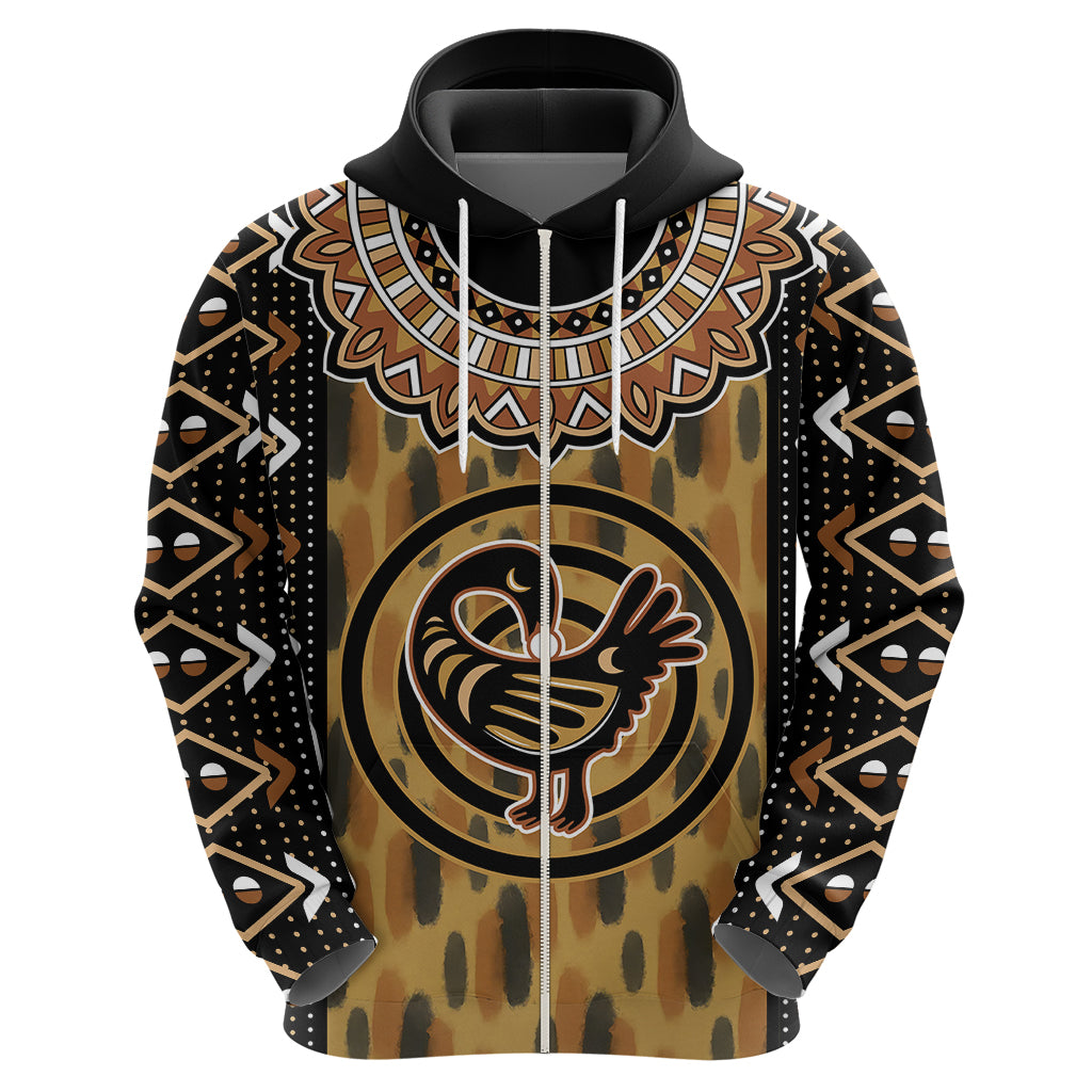 Printed Mud Cloth and Adinkra Symbol Hoodie - Wonder Print Shop
